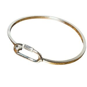 ALLSAINTS Pave Carabiner Delicate Bangle Bracelet Silver Tone Small